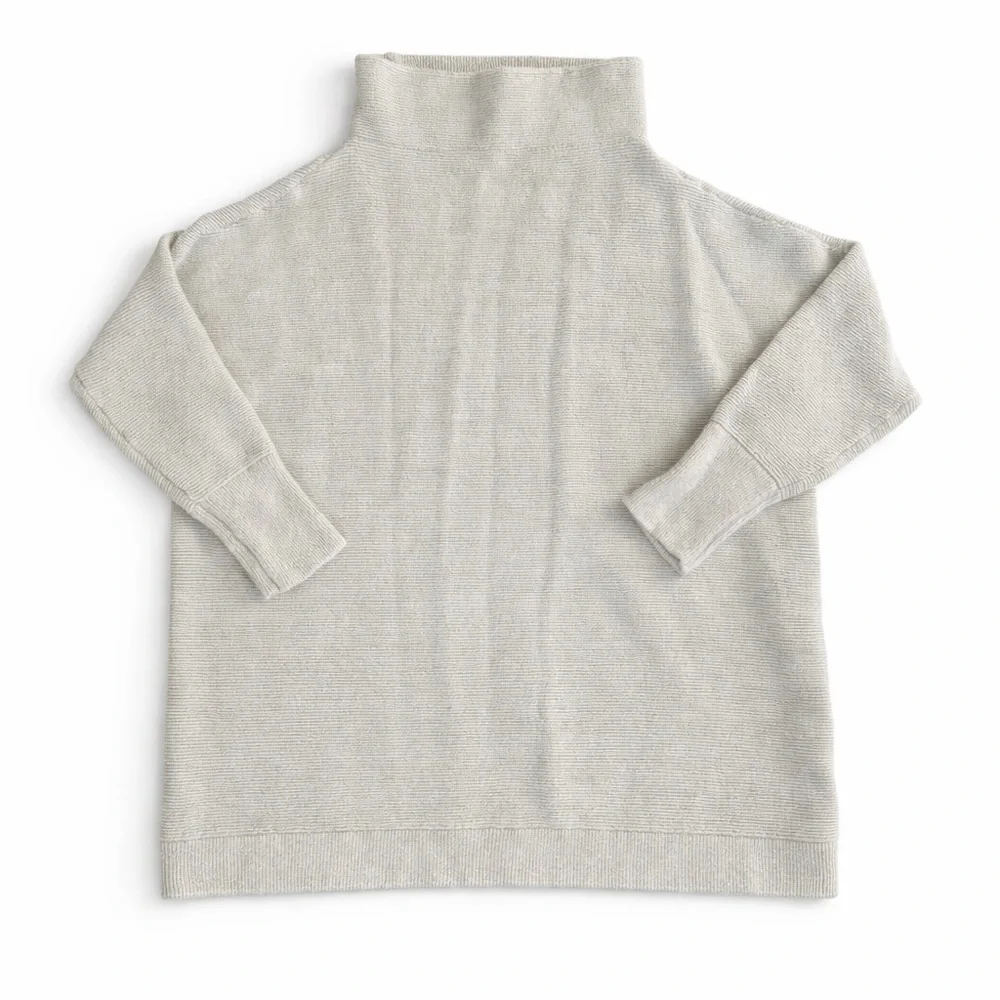 Free People Light Gray Turtleneck Sweater Women’s Size Large Cozy Knit - Picture 1 of 8